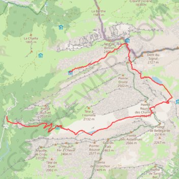 Itinéraire Du refuge de Bostan au parking du crêt, distance, dénivelé, altitude, carte, profil, trace GPS