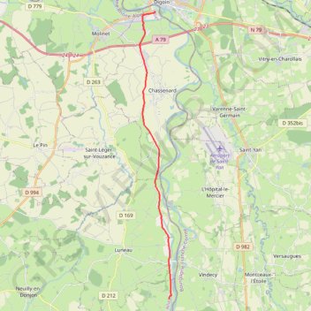 Itinéraire Itinéraire de La Croix Bouquet, 03130 Avrilly, France à 11 Rue du Port, 03510 Chassenard, France, distance, dénivelé, altitude, carte, profil, trace GPS