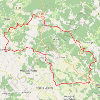 Itinéraire Fouquebrune vers Edon 44 kms, distance, dénivelé, altitude, carte, profil, trace GPS