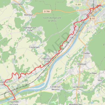 Itinéraire CdSJ GR655 [East] Stage 09: Blois-Chaumont, distance, dénivelé, altitude, carte, profil, trace GPS
