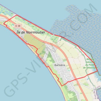 Itinéraire Noirmoutier, distance, dénivelé, altitude, carte, profil, trace GPS