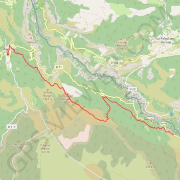 Itinéraire Le grand Marges Gorges du Verdon, distance, dénivelé, altitude, carte, profil, trace GPS