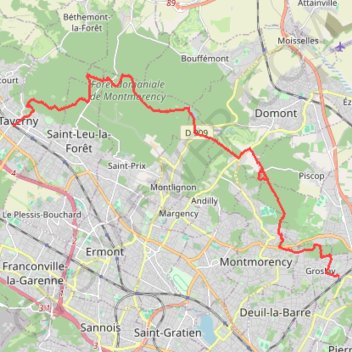 Itinéraire De Groslay à Taverny, distance, dénivelé, altitude, carte, profil, trace GPS