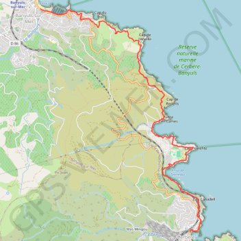Itinéraire [Itinéraire] (E12-Sentier Littoral) Banyuls-sur-Mer -Cerbère, distance, dénivelé, altitude, carte, profil, trace GPS
