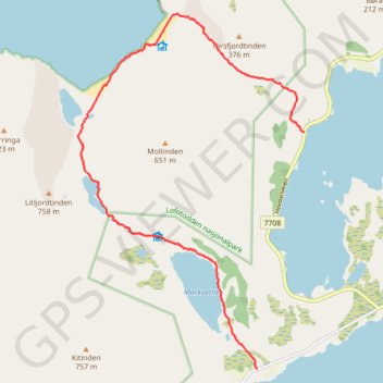 Itinéraire LOF_09_kvalvika, distance, dénivelé, altitude, carte, profil, trace GPS