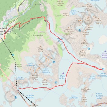 Itinéraire Refuge de Leschaux, distance, dénivelé, altitude, carte, profil, trace GPS