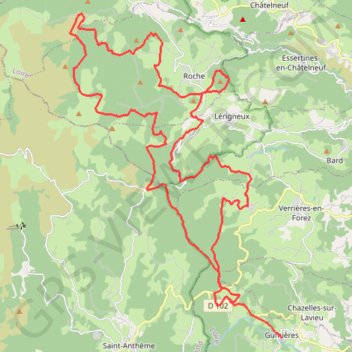 Itinéraire Gumières - Montagne de Courreau - Gumières, distance, dénivelé, altitude, carte, profil, trace GPS
