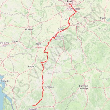 Itinéraire Bike Trip Paris Dordogne, distance, dénivelé, altitude, carte, profil, trace GPS