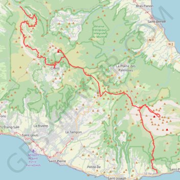 Itinéraire Traversee-Reunion, distance, dénivelé, altitude, carte, profil, trace GPS