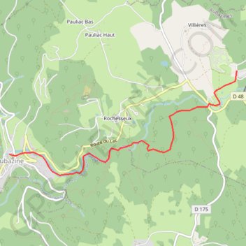 Itinéraire Du Coiroux à Aubazines, distance, dénivelé, altitude, carte, profil, trace GPS