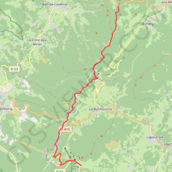 Itinéraire Crêtes des Vosges - De Sainte-Marie-aux-Mines au col du Calvaire, distance, dénivelé, altitude, carte, profil, trace GPS