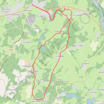 Itinéraire Royères, distance, dénivelé, altitude, carte, profil, trace GPS