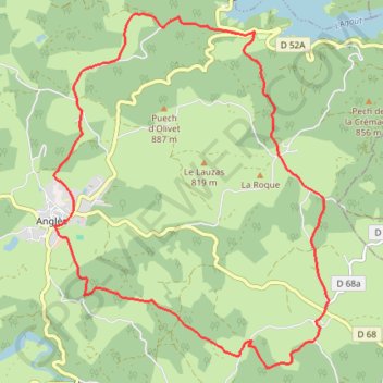 Itinéraire Le plateau d'Anglès, distance, dénivelé, altitude, carte, profil, trace GPS