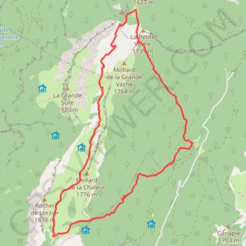 Itinéraire Charmette - La Sure - Charmette, distance, dénivelé, altitude, carte, profil, trace GPS