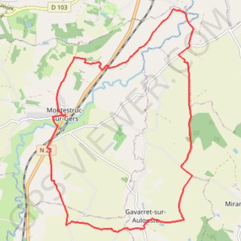 Itinéraire Randonnée à travers champs - Montestruc, distance, dénivelé, altitude, carte, profil, trace GPS