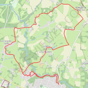 Itinéraire Boucle de 13Km Sautron_1, distance, dénivelé, altitude, carte, profil, trace GPS