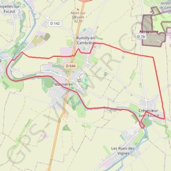 Itinéraire Sentier du Val d'Escaut - Rumilly-en-Cambrésis, distance, dénivelé, altitude, carte, profil, trace GPS