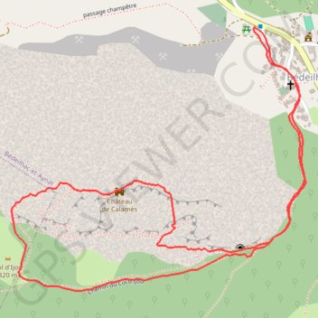 Itinéraire Calamès - Secteur Pilier des Cathares - Pilier des Cathares, distance, dénivelé, altitude, carte, profil, trace GPS