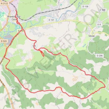 Itinéraire La Plantelière - Arpajon-sur-Cère, distance, dénivelé, altitude, carte, profil, trace GPS