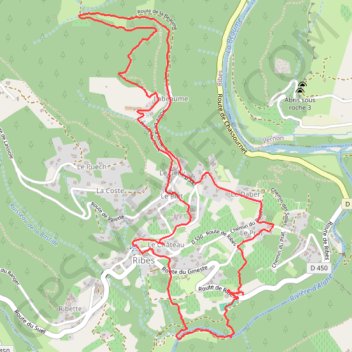 Itinéraire Ribes, Ardèche, distance, dénivelé, altitude, carte, profil, trace GPS