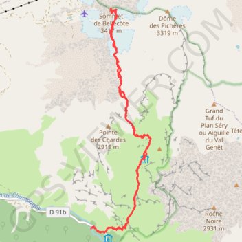 Itinéraire Sommet de Bellecôte, distance, dénivelé, altitude, carte, profil, trace GPS