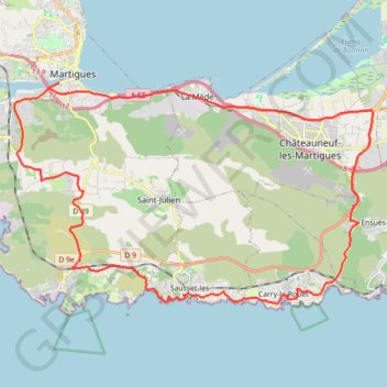 Itinéraire Tour Martigues, distance, dénivelé, altitude, carte, profil, trace GPS