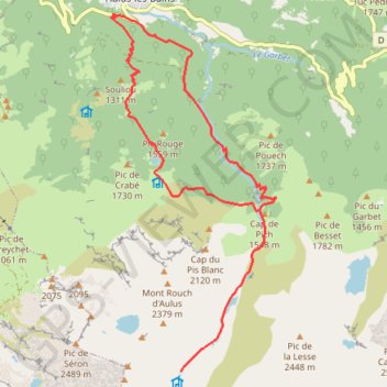 Itinéraire Vallée d'Ars depuis Aulus, distance, dénivelé, altitude, carte, profil, trace GPS