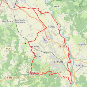 Itinéraire GPX Download: Boucle Rives de l'Allier – Étang de Robert au départ de Arvant, distance, dénivelé, altitude, carte, profil, trace GPS