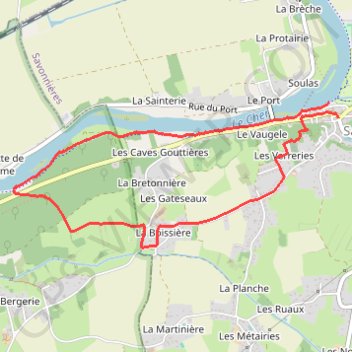 Itinéraire Savonnières-Ouest-Boucle-PR, distance, dénivelé, altitude, carte, profil, trace GPS