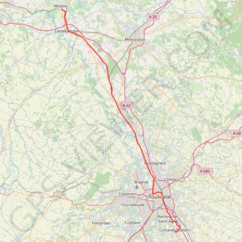 Itinéraire Castanet Tolosan Moissac, distance, dénivelé, altitude, carte, profil, trace GPS