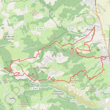 Itinéraire Virade de l'espoir - Grand circuit Montagne - Champdieu, distance, dénivelé, altitude, carte, profil, trace GPS