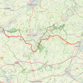Itinéraire escanaffles - Lessines, distance, dénivelé, altitude, carte, profil, trace GPS