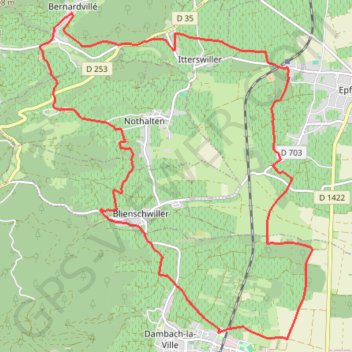 Itinéraire Circuit d'Itterswiller, distance, dénivelé, altitude, carte, profil, trace GPS