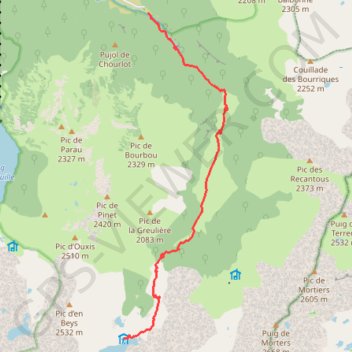 Itinéraire Orlu - En Beys, distance, dénivelé, altitude, carte, profil, trace GPS