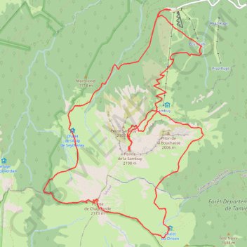 Itinéraire Tour de sambuy, pointe de sambuy et chaurionde, distance, dénivelé, altitude, carte, profil, trace GPS