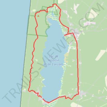 Itinéraire Le tour du lac de Carcans-Hourtin sur la Côte Atlantique en Gironde, distance, dénivelé, altitude, carte, profil, trace GPS