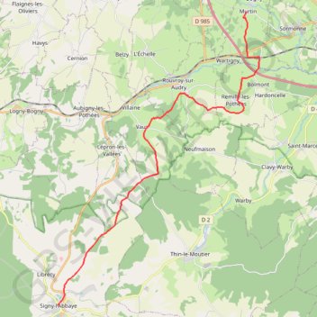 Itinéraire De Murtin Bogny à Signy l'Abbaye (Chemin de Compostelle), distance, dénivelé, altitude, carte, profil, trace GPS
