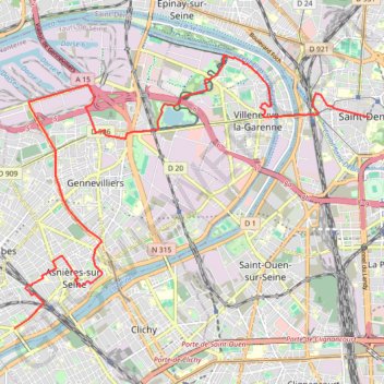 Itinéraire Courbevoie Saint Denis, distance, dénivelé, altitude, carte, profil, trace GPS