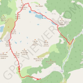 Itinéraire Pic rouge de Bassiès en boucle, distance, dénivelé, altitude, carte, profil, trace GPS