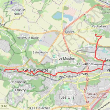 Itinéraire Chemin de Compostelle. Vauhallan à Gif sur Yvette par le GR, distance, dénivelé, altitude, carte, profil, trace GPS