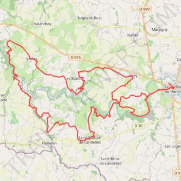 Itinéraire 1 - Grand Circuit VTT, distance, dénivelé, altitude, carte, profil, trace GPS