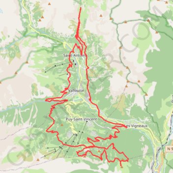 Itinéraire Grand tour de Vallouise, distance, dénivelé, altitude, carte, profil, trace GPS