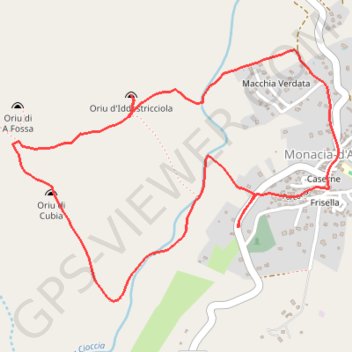 Itinéraire Sentier du patrimoine : Les Orii à Monaccia-d'Aullène, distance, dénivelé, altitude, carte, profil, trace GPS