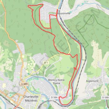 Itinéraire De Montcy Notre Dame vers Nouzonville, distance, dénivelé, altitude, carte, profil, trace GPS