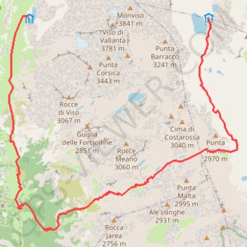 Itinéraire Refuge Vallanta - Refuge Quintino-Sella, distance, dénivelé, altitude, carte, profil, trace GPS