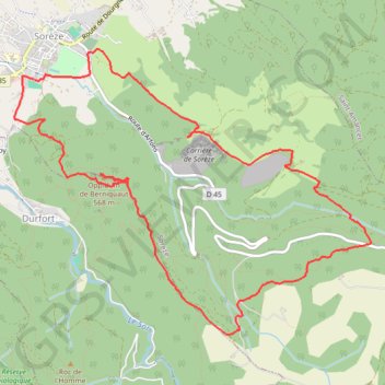 Itinéraire Sorèze, Montagne Noire, distance, dénivelé, altitude, carte, profil, trace GPS
