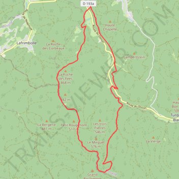 Itinéraire Le grand Rougimont-Chte Turquestein-Roche aux fées, distance, dénivelé, altitude, carte, profil, trace GPS