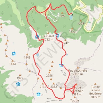 Itinéraire Tuc de Quer Ner en circuit depuis l'étang de Bethmale, distance, dénivelé, altitude, carte, profil, trace GPS