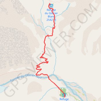 Itinéraire Du Chalet Hôtel du Pré de Madame Carle au refuge du Glacier Blanc, distance, dénivelé, altitude, carte, profil, trace GPS