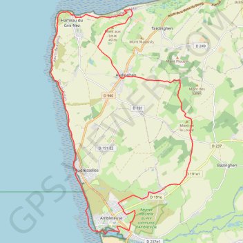 Itinéraire Des crans au cap - Audinghen, distance, dénivelé, altitude, carte, profil, trace GPS